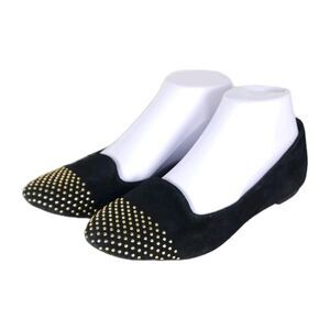 Loeffler Randall Women's Mo US 7,5B Black Suede Studded Slip On Flats Shoes
